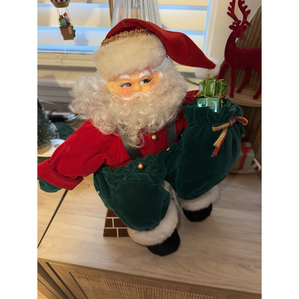 Vintage Revolving Santa On Chimney Christmas Holiday Decor Tree‎ Topper